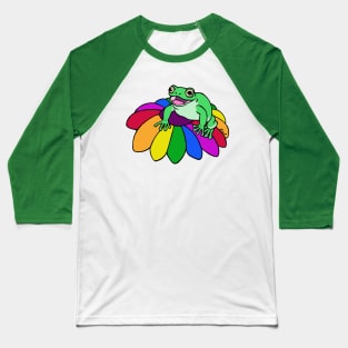 Rainbow Flower Froggy Baseball T-Shirt